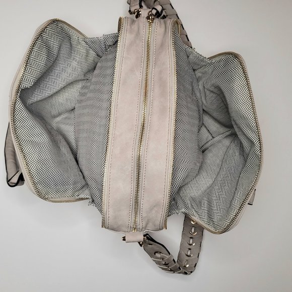 Grey Soft Vegan Leather Large Crossbody Handbag - Picture 6 of 14